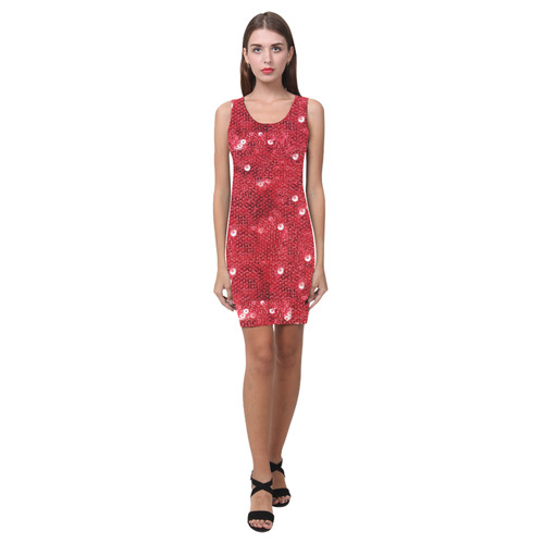 Red Sparkling Sequin-Like Pattern Medea Vest Dress (Model D06)
