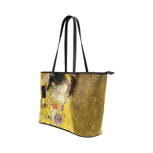 The Kiss Gustav Klimt Fine Art Leather Tote Bag/Small (Model 1651)