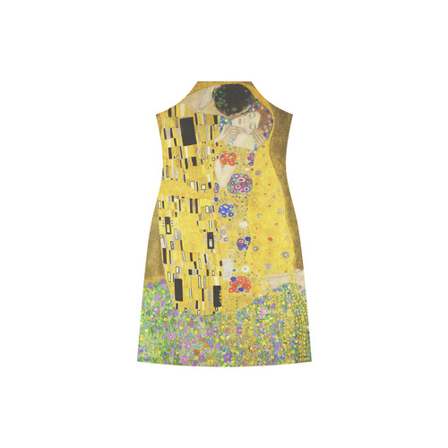 The Kiss Gustav Klimt Fine Art V-Neck Open Fork Long Dress(Model D18)