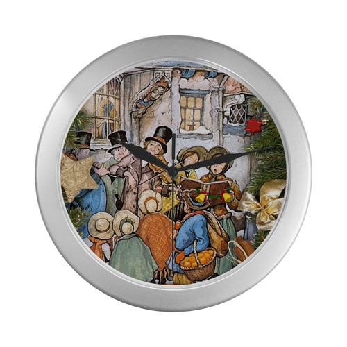 Anton Pieck carol singers Silver Color Wall Clock