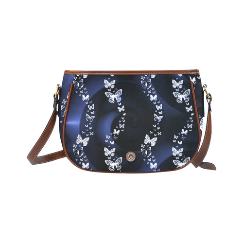 Blue Butterflies Saddle Bag/Small (Model 1649) Full Customization