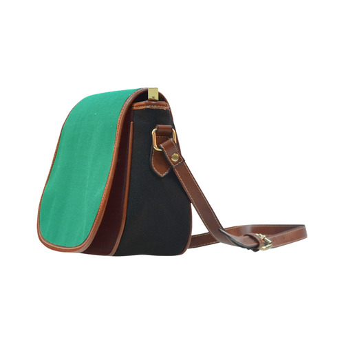 New in shop : Exclusive designers bag edition. Vintage look / Old green and black Saddle Bag/Large (Model 1649)