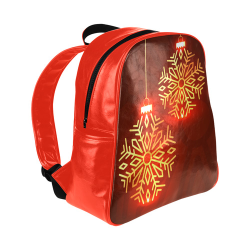 Beautiful Red Gold Christmas Ornaments Multi-Pockets Backpack (Model 1636)