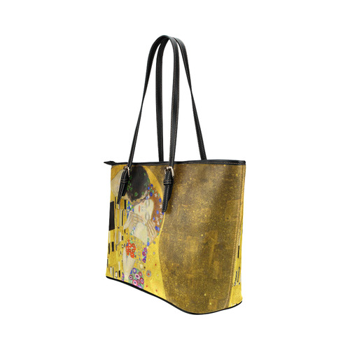 The Kiss Gustav Klimt Fine Art Leather Tote Bag/Large (Model 1651)