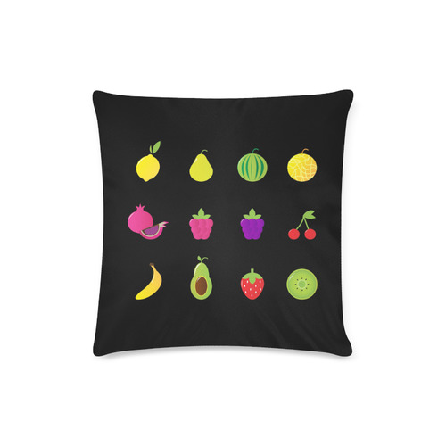 Luxury designers black Pillow with hand-drawn Fruit. Stylish version. Custom Zippered Pillow Case 16"x16"(Twin Sides)