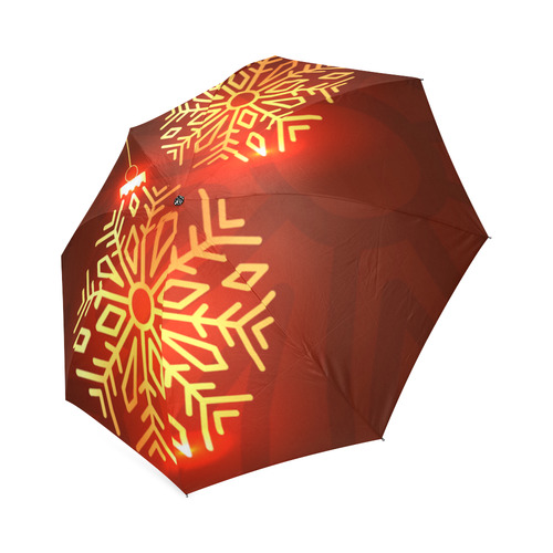 Beautiful Red Gold Christmas Ornaments Foldable Umbrella (Model U01)