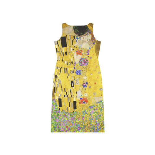 The Kiss Gustav Klimt Fine Art Phaedra Sleeveless Open Fork Long Dress (Model D08)