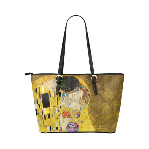 The Kiss Gustav Klimt Fine Art Leather Tote Bag/Large (Model 1651)