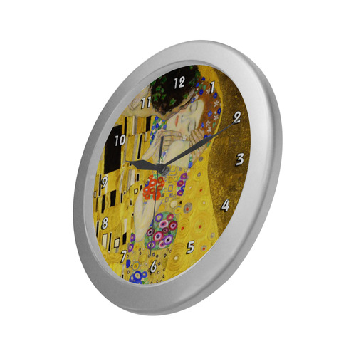 The Kiss Gustav Klimt Fine Art Silver Color Wall Clock