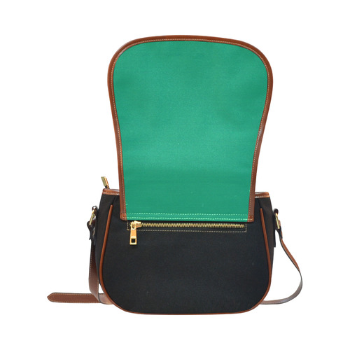 New in shop : Exclusive designers bag edition. Vintage look / Old green and black Saddle Bag/Large (Model 1649)