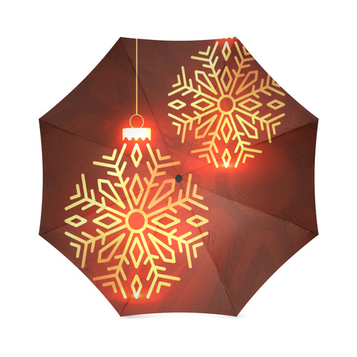 Beautiful Red Gold Christmas Ornaments Foldable Umbrella (Model U01)