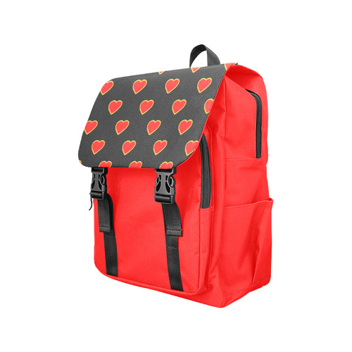 Red Valentine Love Hearts on Black Casual Shoulders Backpack (Model 1623)