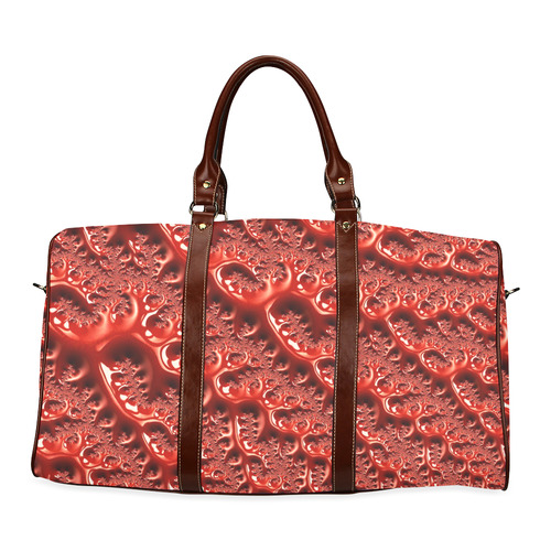 Cool Red Fractal White Lights Waterproof Travel Bag/Large (Model 1639)