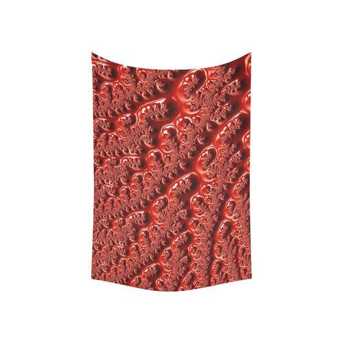 Cool Red Fractal White Lights Cotton Linen Wall Tapestry 60"x 40"