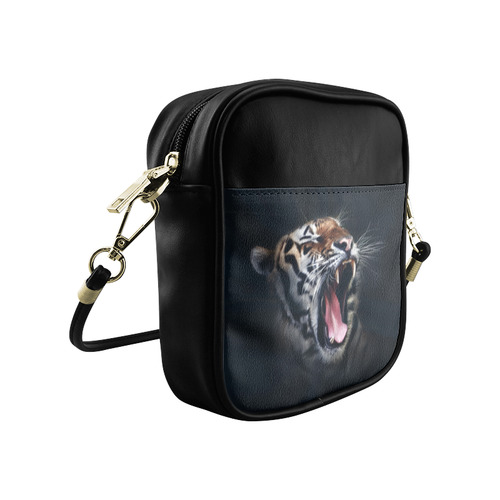 A painted glorious roaring Tiger Portrait Sling Bag (Model 1627)