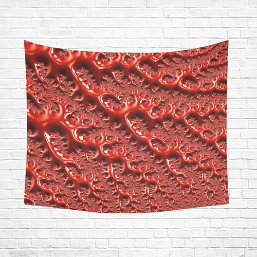 Cool Red Fractal White Lights Cotton Linen Wall Tapestry 60"x 51"