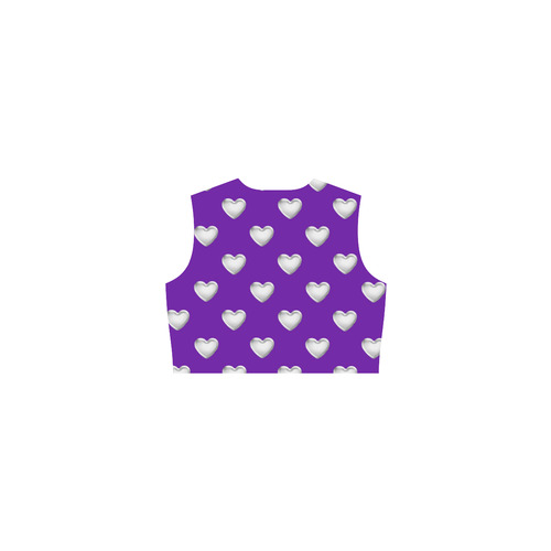 Silver 3-D Look Valentine Love Hearts on Purple Eos Women's Sleeveless Dress (Model D01)