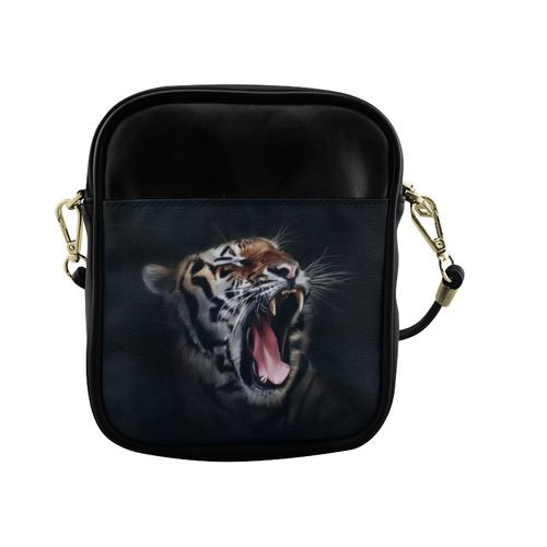 A painted glorious roaring Tiger Portrait Sling Bag (Model 1627)