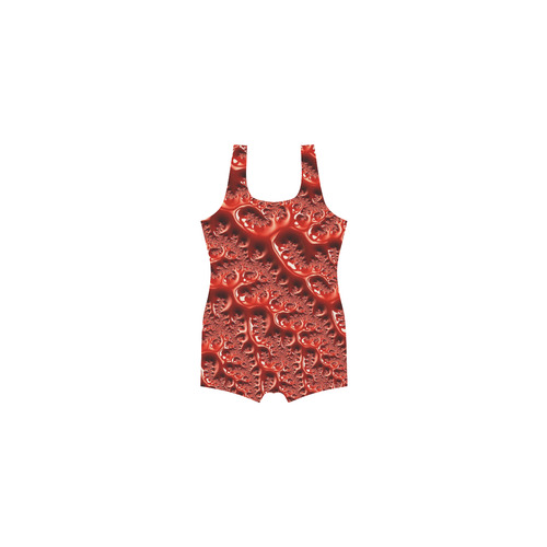 Cool Red Fractal White Lights Classic One Piece Swimwear (Model S03)