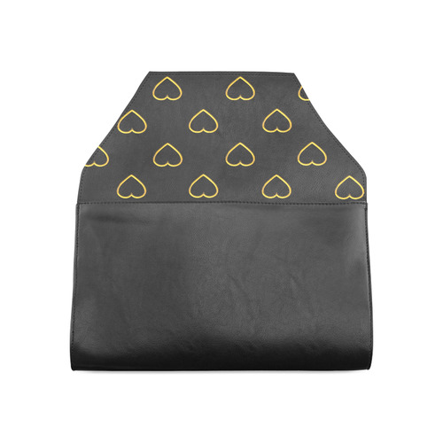 Golden Valentine Love Hearts on Black Clutch Bag (Model 1630)