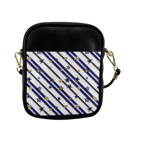 STARS & STRIPES blue gold white Sling Bag (Model 1627)