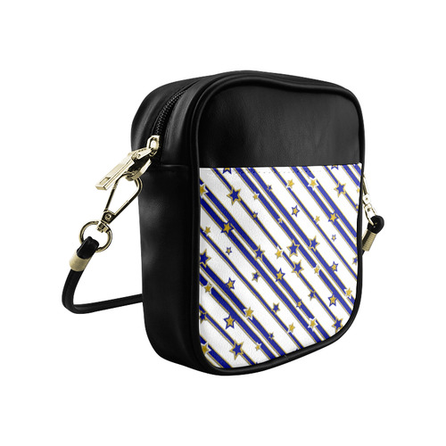 STARS & STRIPES blue gold white Sling Bag (Model 1627)