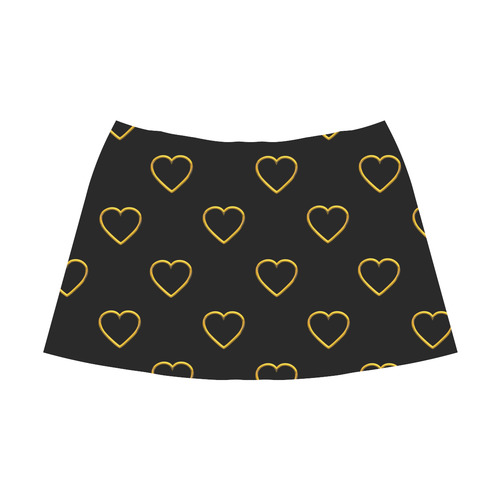 Golden Valentine Love Hearts on Black Mnemosyne Women's Crepe Skirt (Model D16)