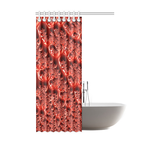 Cool Red Fractal White Lights Shower Curtain 48"x72"