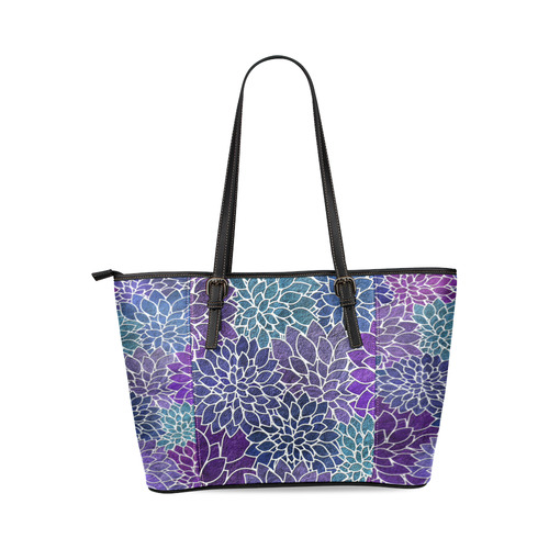 Floral Abstract-22 Leather Tote Bag/Small (Model 1640)