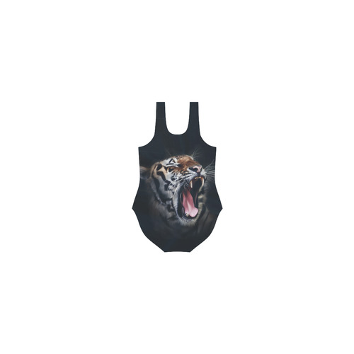 A painted glorious roaring Tiger Portrait Vest One Piece Swimsuit (Model S04)