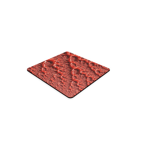 Cool Red Fractal White Lights Square Coaster