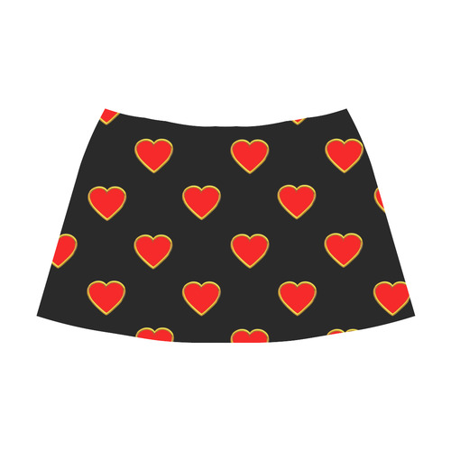 Red Valentine Love Hearts on Black Mnemosyne Women's Crepe Skirt (Model D16)