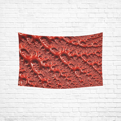 Cool Red Fractal White Lights Cotton Linen Wall Tapestry 60"x 40"