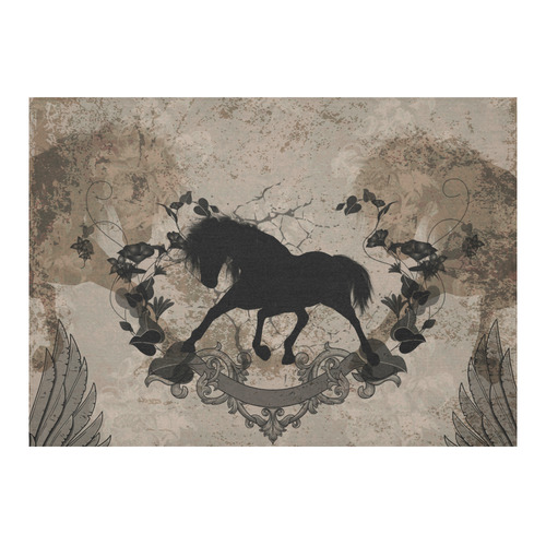 Black horse silohuette Cotton Linen Tablecloth 60"x 84"