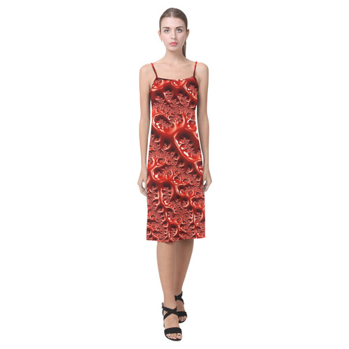 Cool Red Fractal White Lights Alcestis Slip Dress (Model D05)