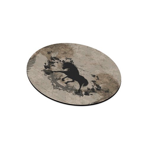 Black horse silohuette Round Mousepad