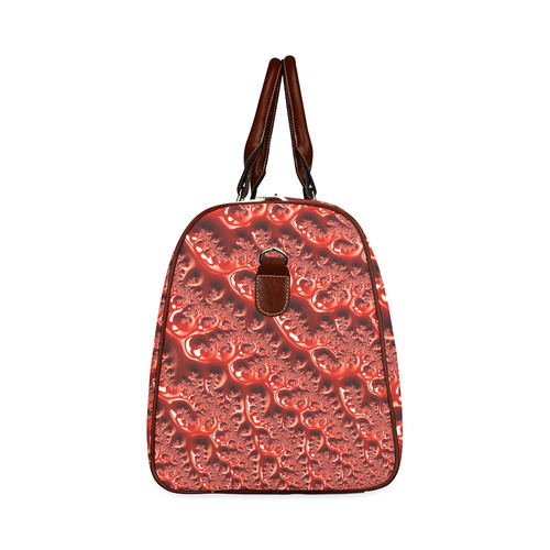 Cool Red Fractal White Lights Waterproof Travel Bag/Small (Model 1639)