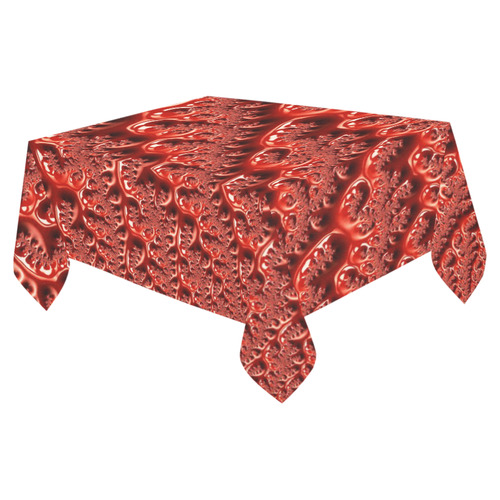 Cool Red Fractal White Lights Cotton Linen Tablecloth 52"x 70"