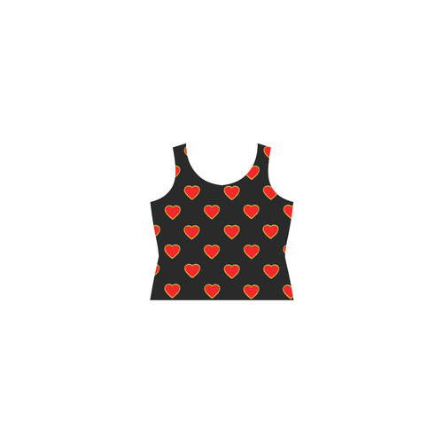 Red Valentine Love Hearts on Black Sleeveless Splicing Shift Dress(Model D17)