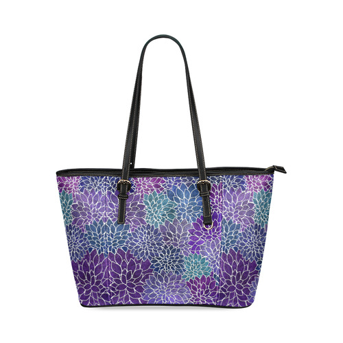 Floral Abstract-22 Leather Tote Bag/Large (Model 1640)