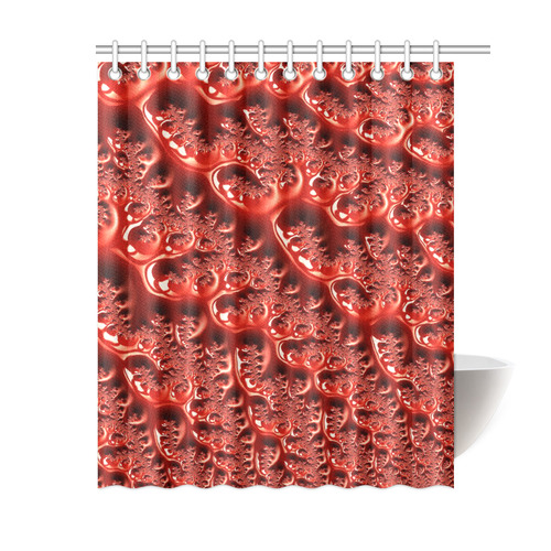 Cool Red Fractal White Lights Shower Curtain 60"x72"