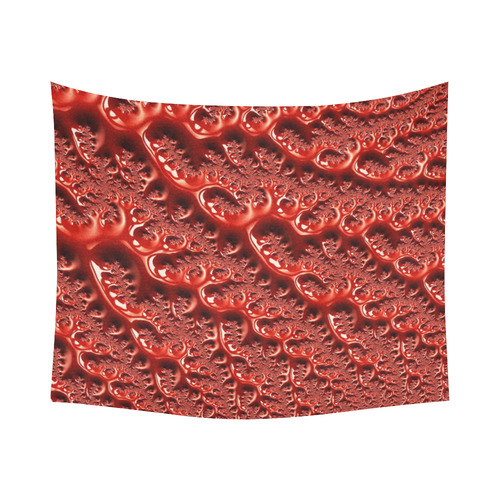 Cool Red Fractal White Lights Cotton Linen Wall Tapestry 60"x 51"