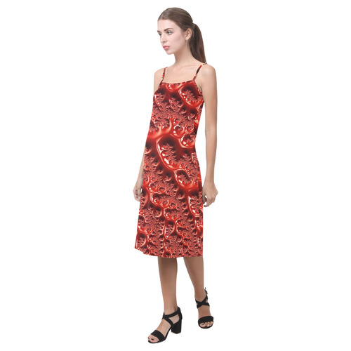 Cool Red Fractal White Lights Alcestis Slip Dress (Model D05)