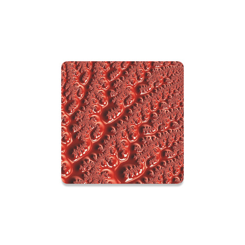 Cool Red Fractal White Lights Square Coaster