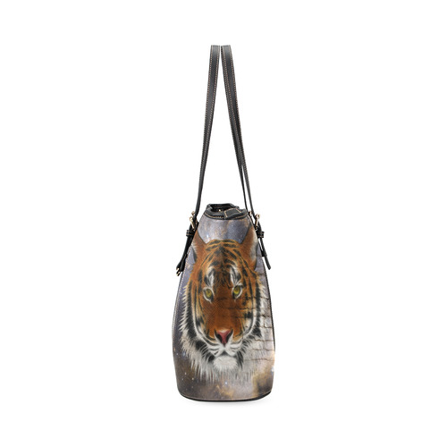 An abstract magnificent tiger Leather Tote Bag/Large (Model 1640)