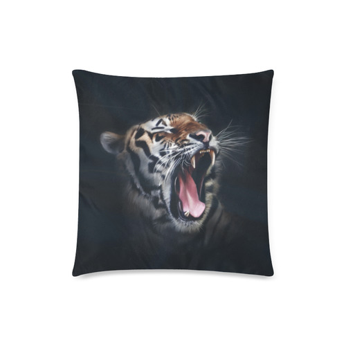 A painted glorious roaring Tiger Portrait Custom Zippered Pillow Case 18"x18" (one side)