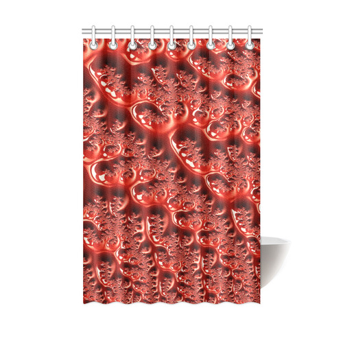 Cool Red Fractal White Lights Shower Curtain 48"x72"