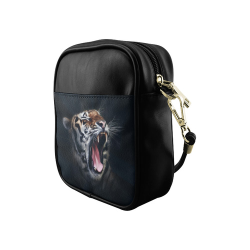 A painted glorious roaring Tiger Portrait Sling Bag (Model 1627)