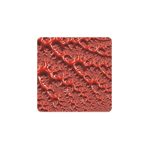 Cool Red Fractal White Lights Square Coaster