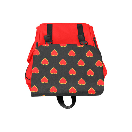 Red Valentine Love Hearts on Black Casual Shoulders Backpack (Model 1623)
